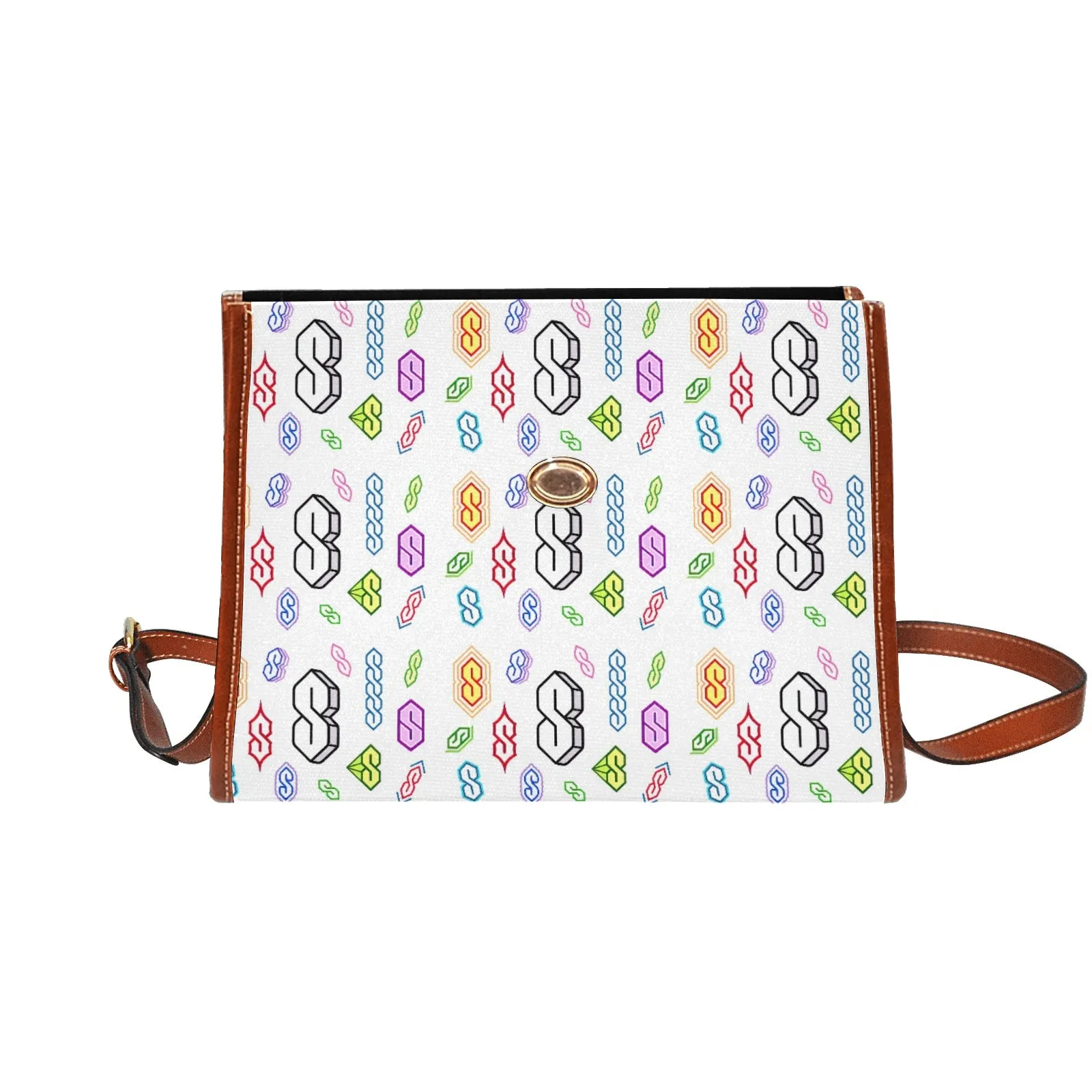 90s Graffiti Super S Waterproof Canvas Bag-Brown