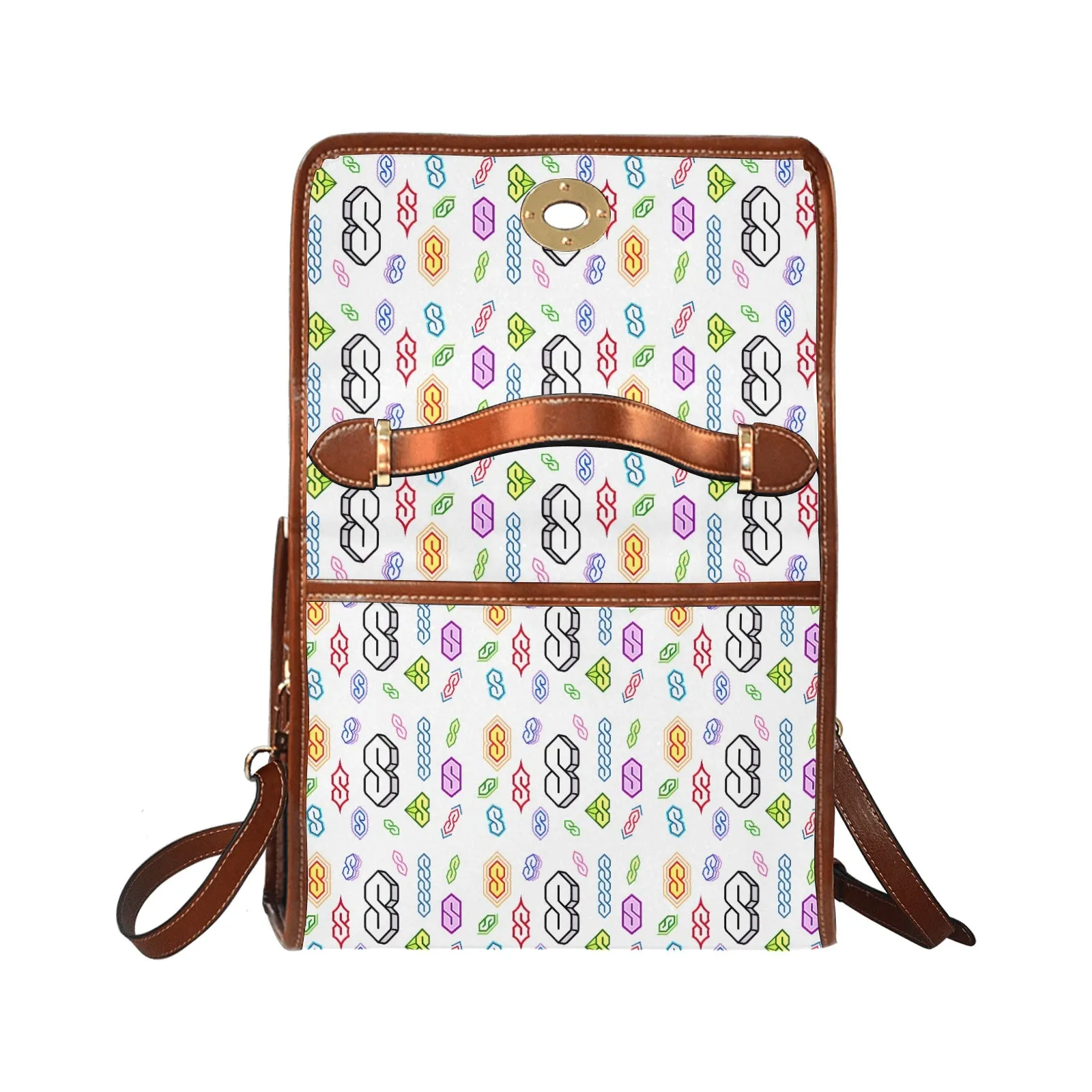 90s Graffiti Super S Waterproof Canvas Bag-Brown
