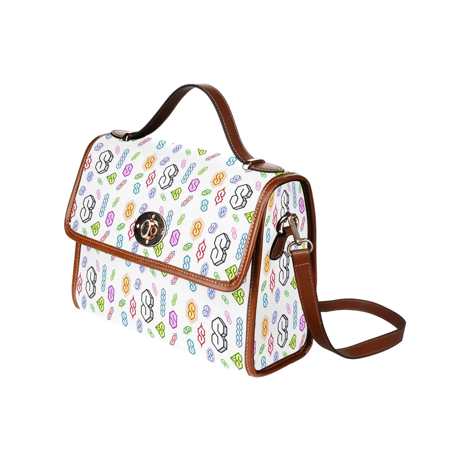 90s Graffiti Super S Waterproof Canvas Bag-Brown