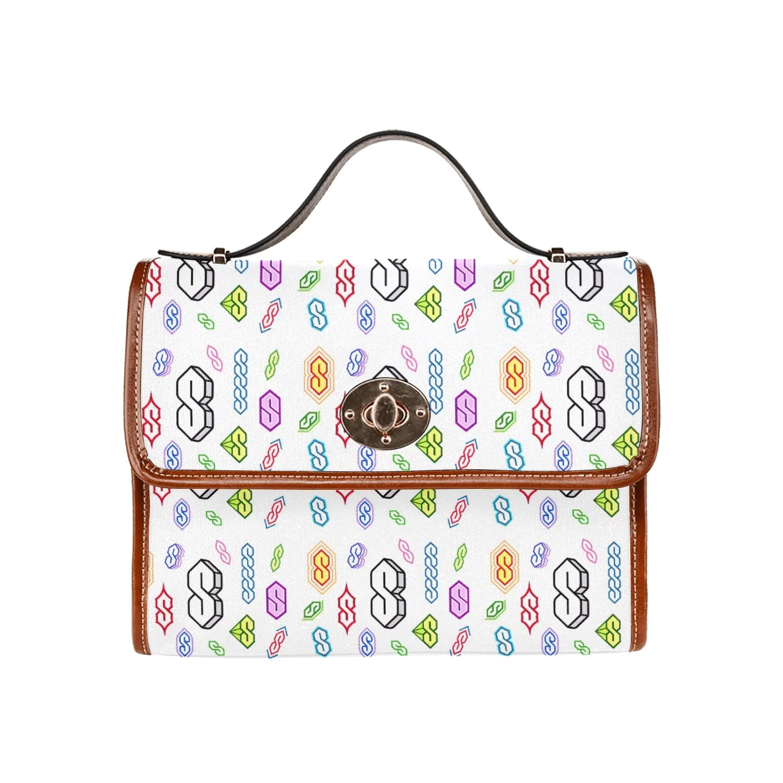90s Graffiti Super S Waterproof Canvas Bag-Brown