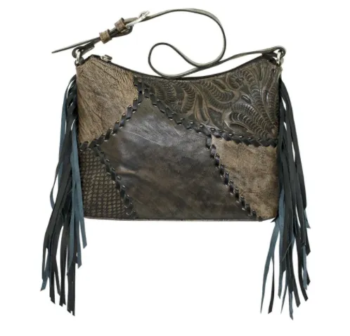 American West Handbag Gypsy Patch Collection: Leather Zip Top Shoulder