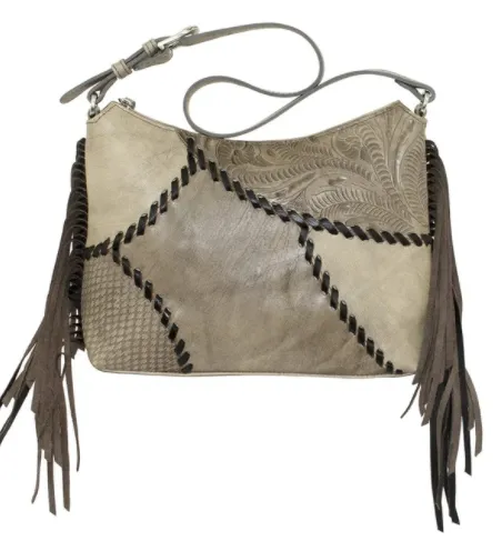 American West Handbag Gypsy Patch Collection: Leather Zip Top Shoulder