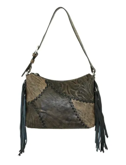 American West Handbag Gypsy Patch Collection: Leather Zip Top Shoulder