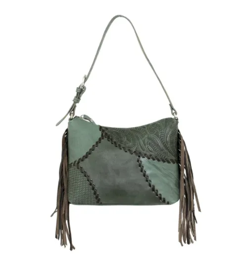 American West Handbag Gypsy Patch Collection: Leather Zip Top Shoulder