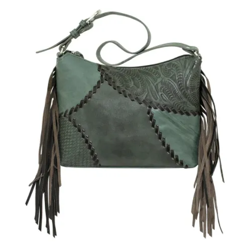 American West Handbag Gypsy Patch Collection: Leather Zip Top Shoulder