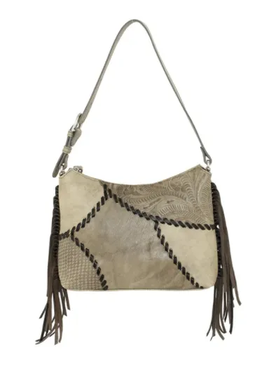 American West Handbag Gypsy Patch Collection: Leather Zip Top Shoulder