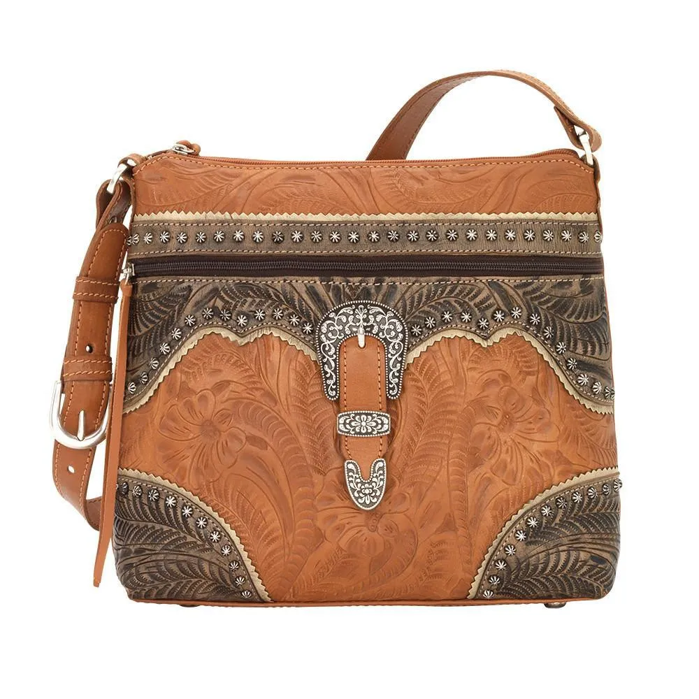 American West Handbag Saddle Ridge Collection: Leather Zip Top Shoulder