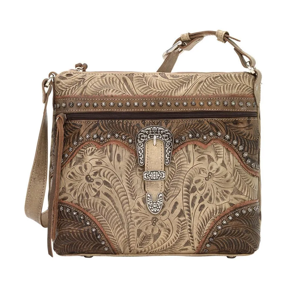 American West Handbag Saddle Ridge Collection: Leather Zip Top Shoulder