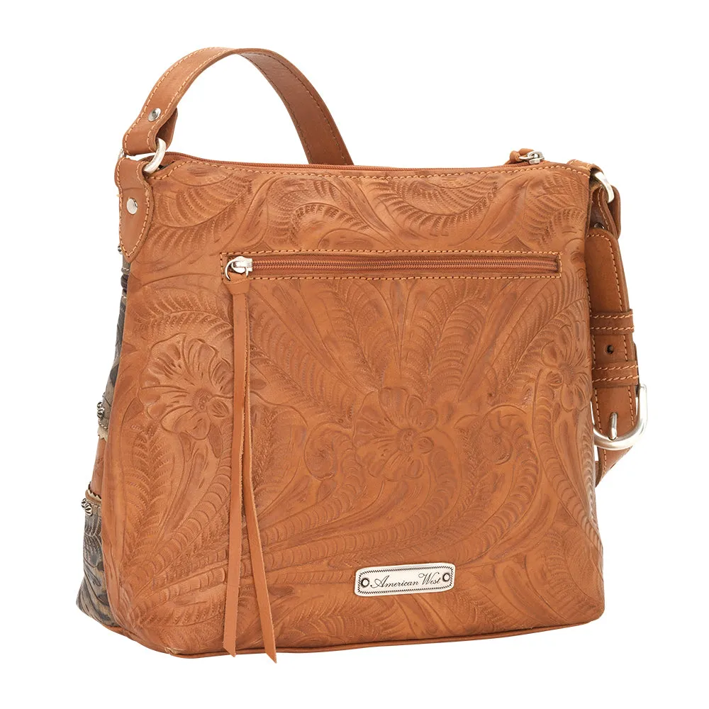 American West Handbag Saddle Ridge Collection: Leather Zip Top Shoulder