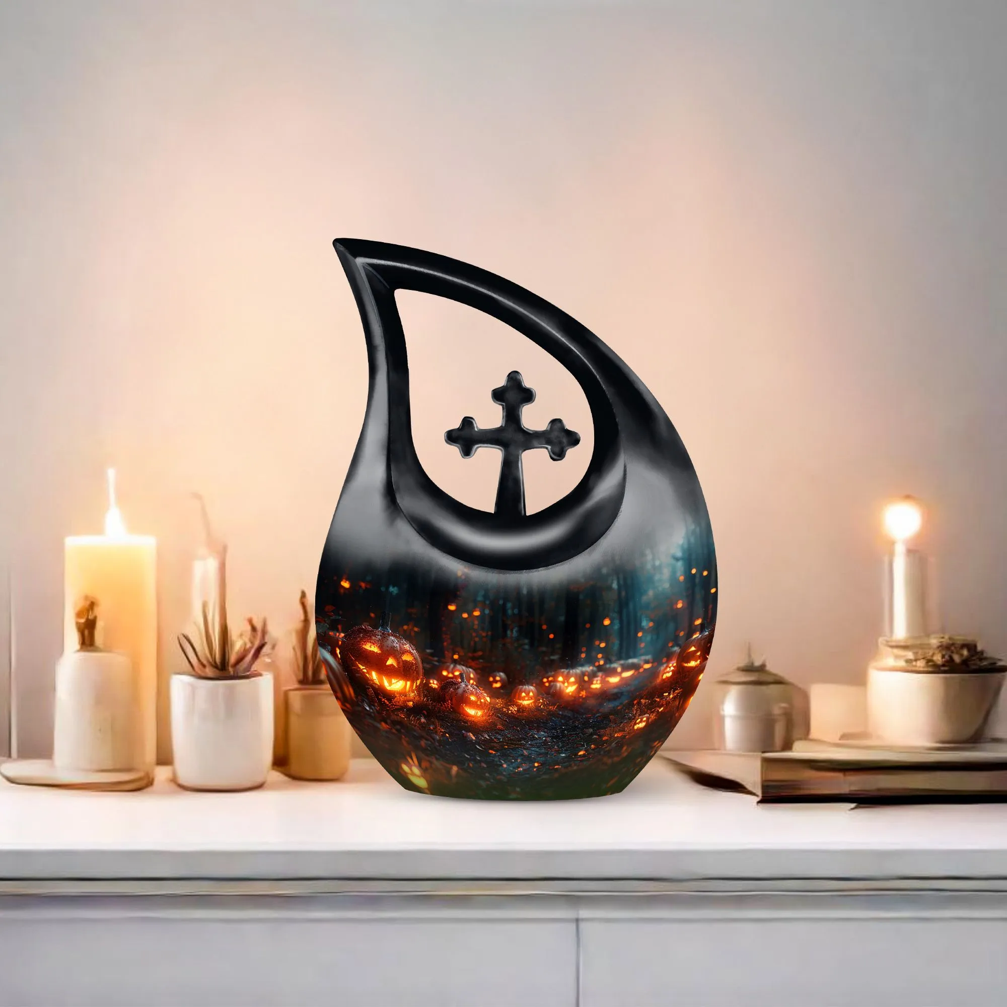 Autumn's Eerie Glow - Large Memorial Urn for Ashes