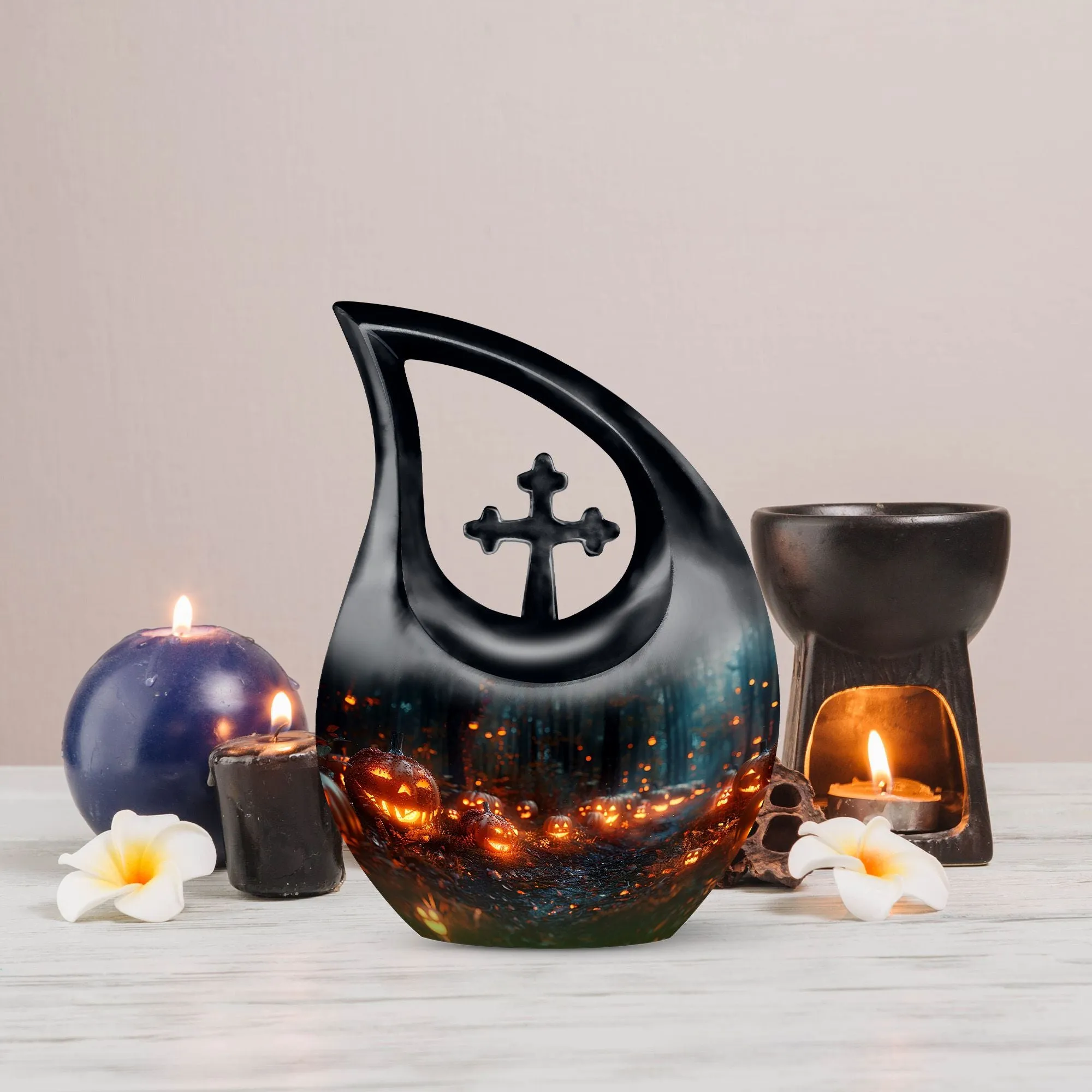 Autumn's Eerie Glow - Large Memorial Urn for Ashes