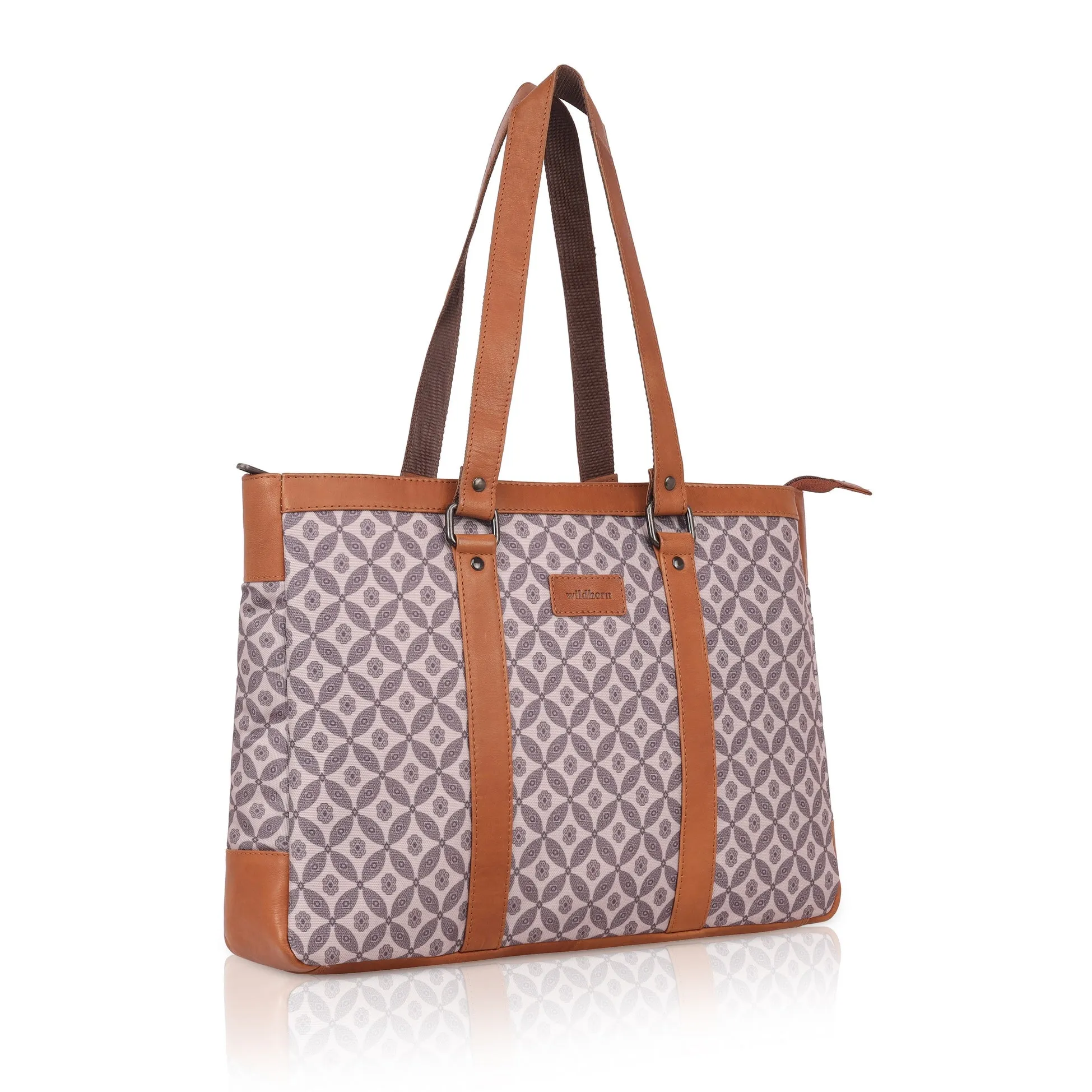 CAROLINA Laptop Tote Bag for Women I 15.6 inch Canvas Shoulder Bags for Laptop I Computer Messenger Purse I Handbag Office Briefcase Bag
