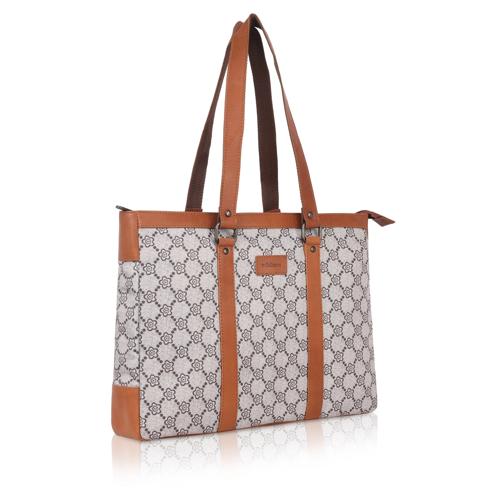 CAROLINA Laptop Tote Bag for Women I 15.6 inch Canvas Shoulder Bags for Laptop I Computer Messenger Purse I Handbag Office Briefcase Bag