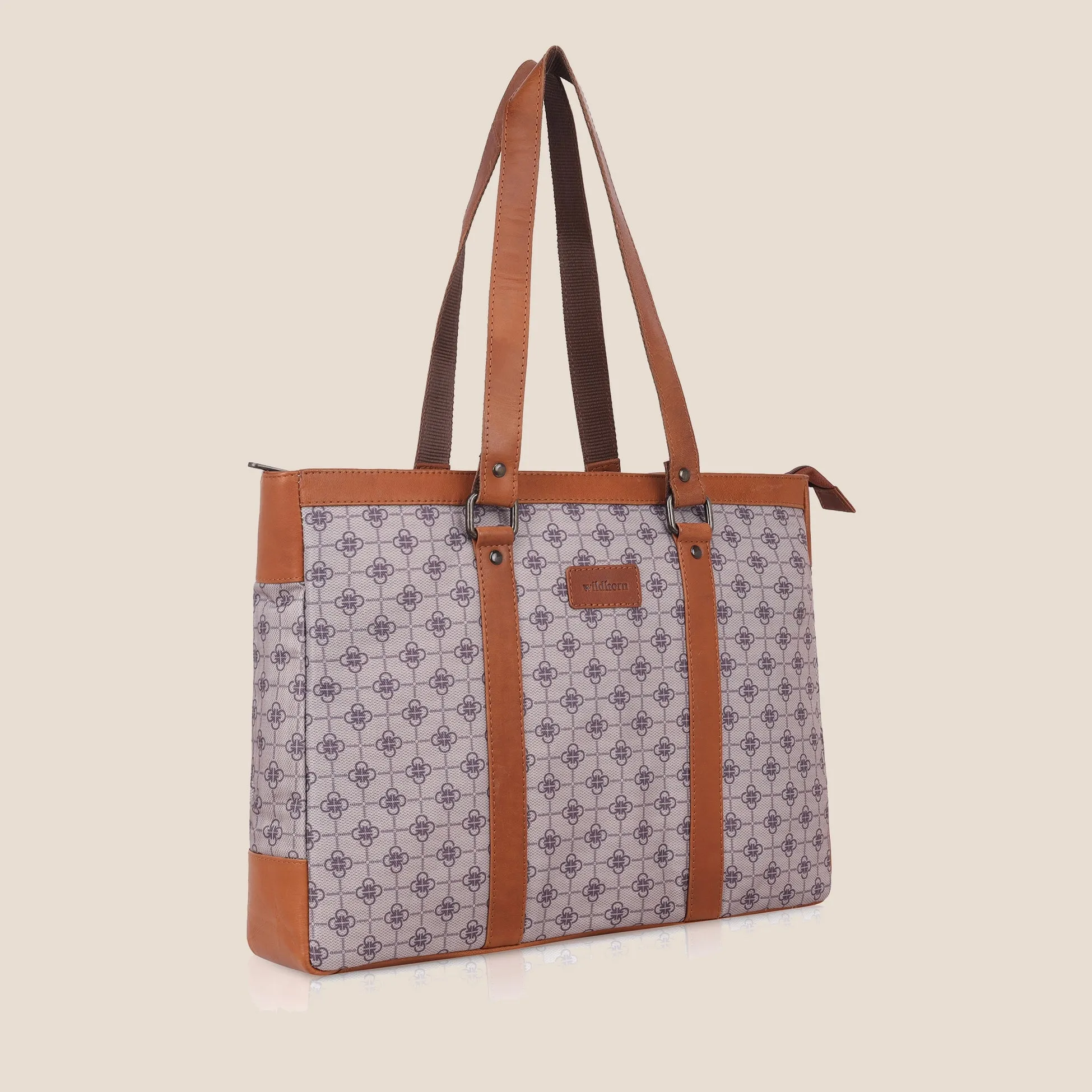 CAROLINA Laptop Tote Bag for Women I 15.6 inch Canvas Shoulder Bags for Laptop I Computer Messenger Purse I Handbag Office Briefcase Bag