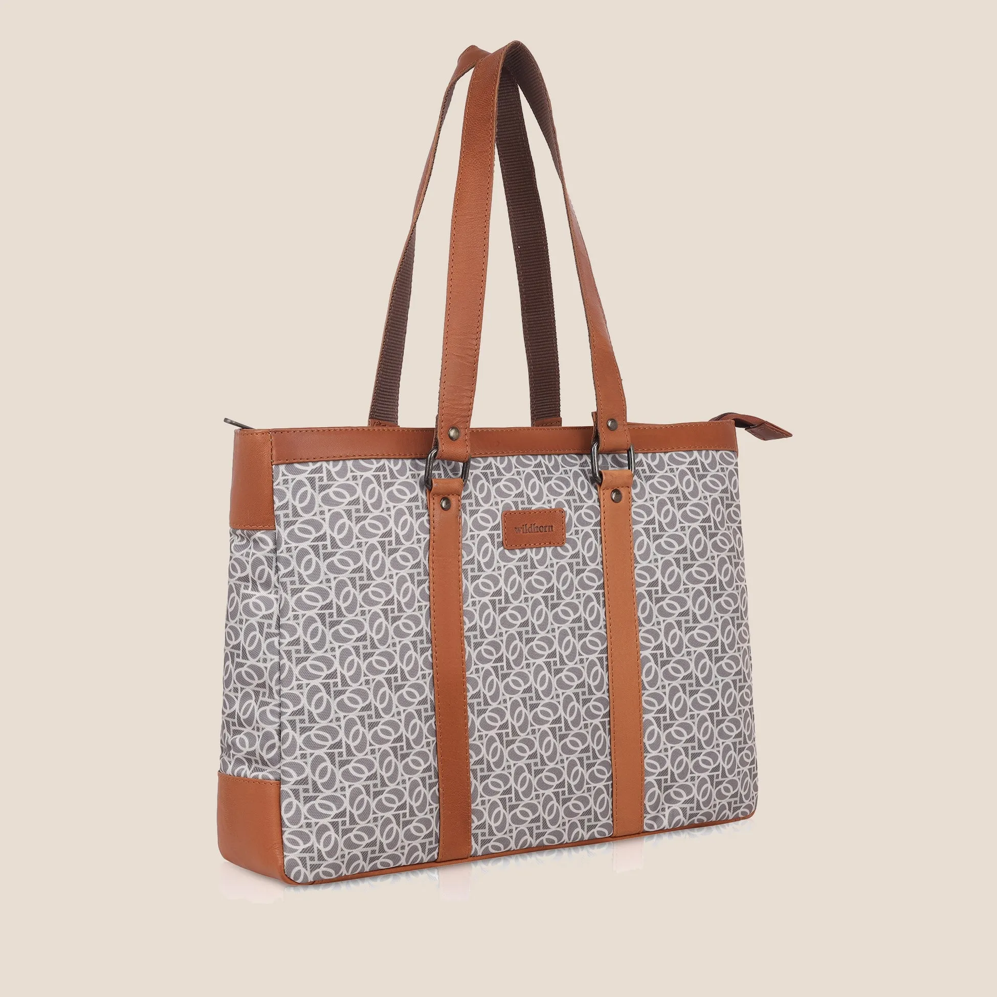 CAROLINA Laptop Tote Bag for Women I 15.6 inch Canvas Shoulder Bags for Laptop I Computer Messenger Purse I Handbag Office Briefcase Bag