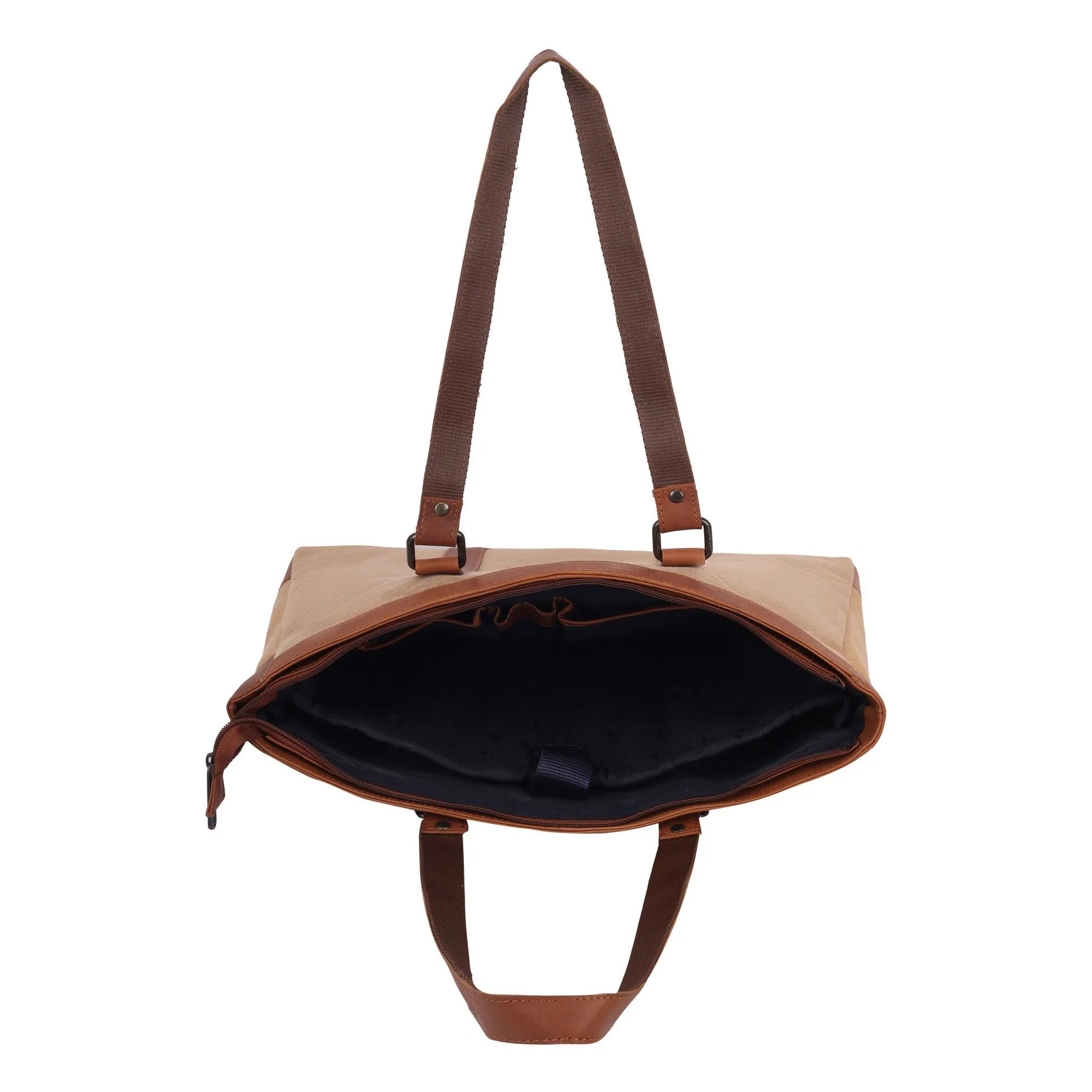 CAROLINA Solid Canvas Laptop Tote Bag for Women I 15.6 inch Canvas Shoulder Bag