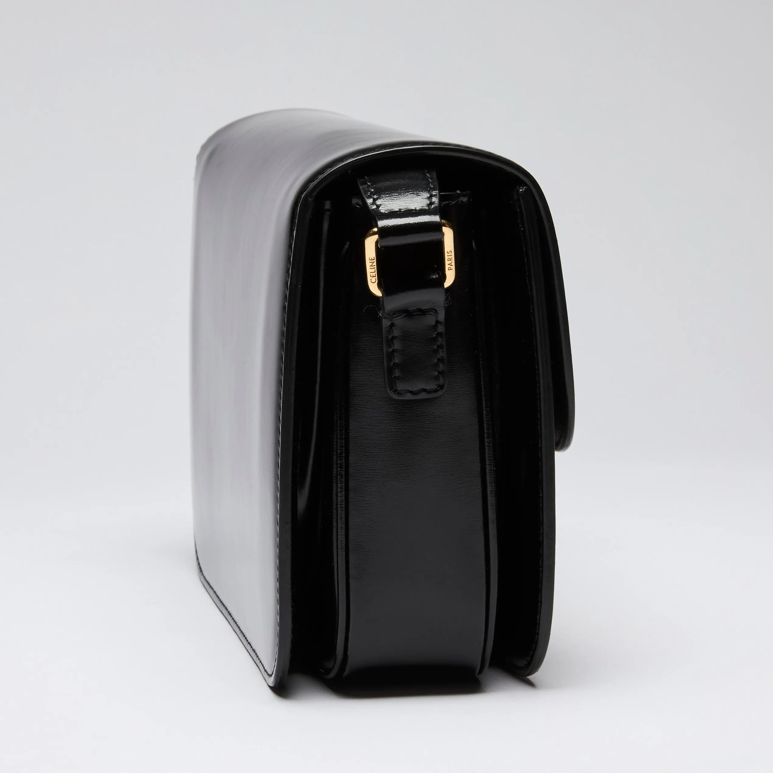 Celine Black Leather Classique Triomphe Bag