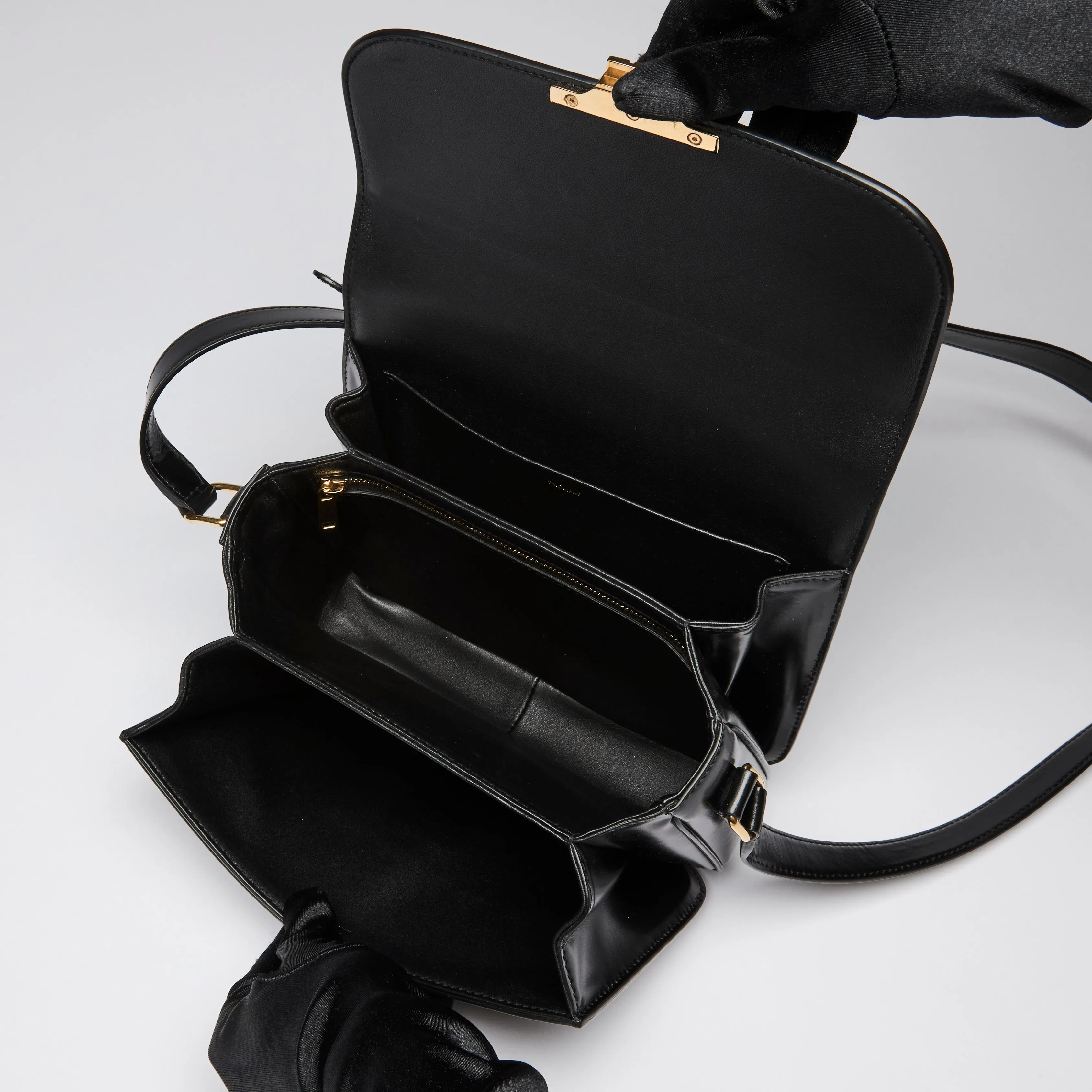 Celine Black Leather Classique Triomphe Bag