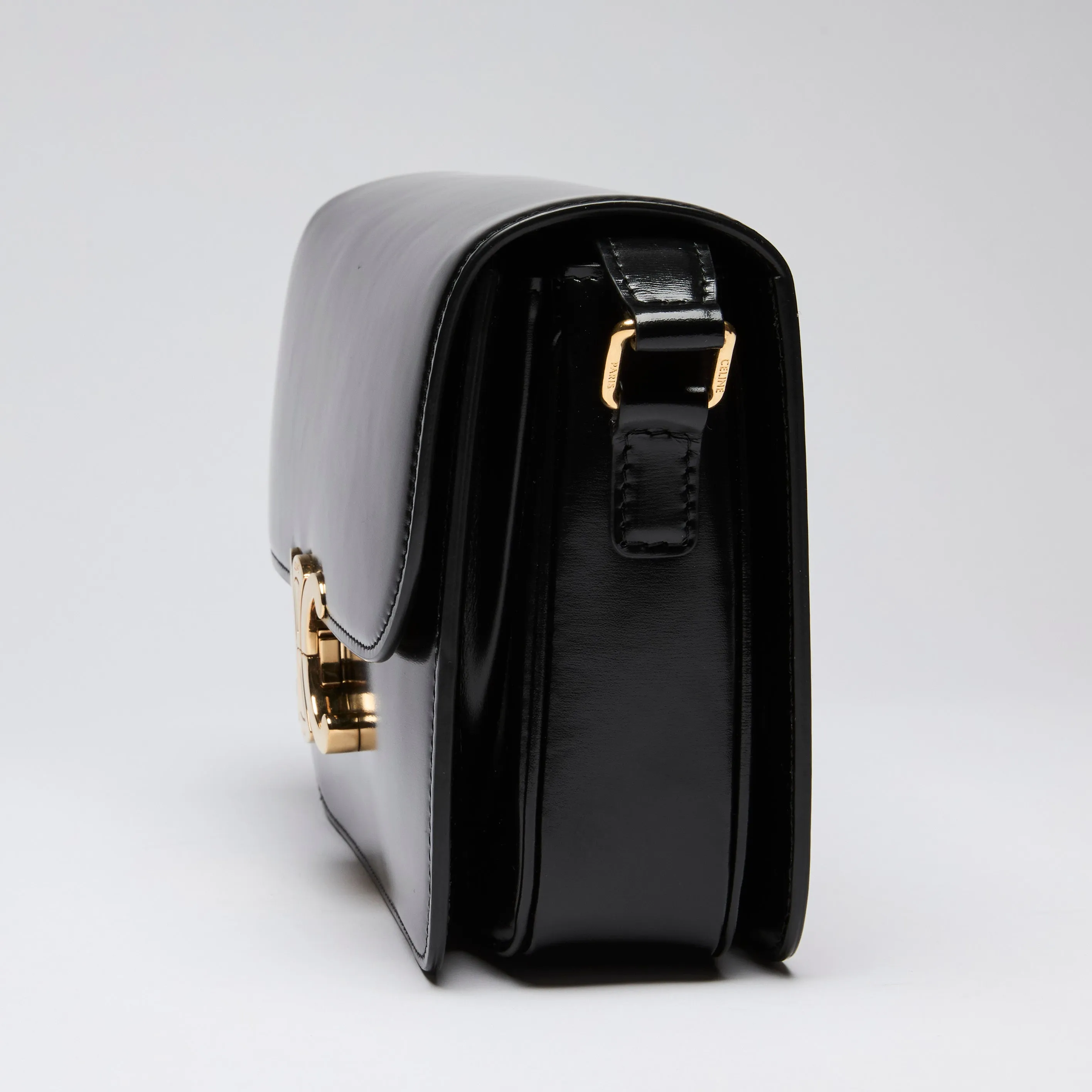 Celine Black Leather Classique Triomphe Bag