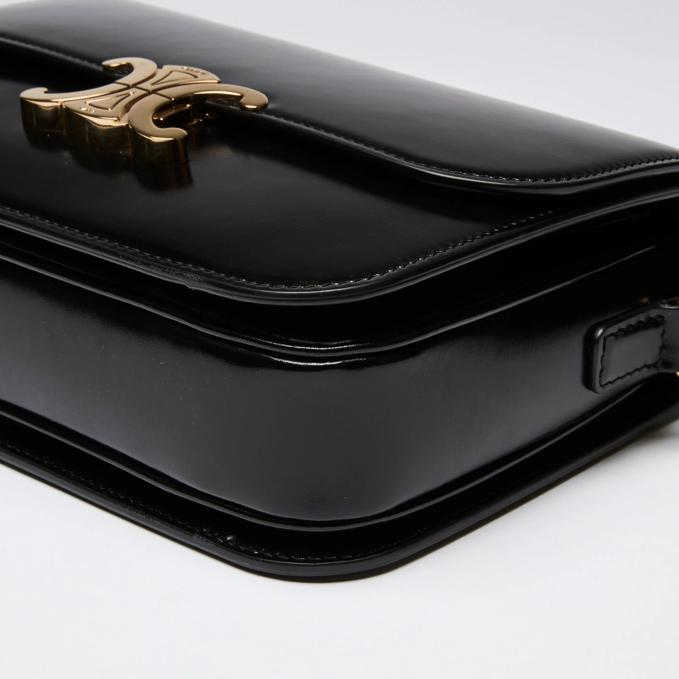 Celine Black Leather Classique Triomphe Bag