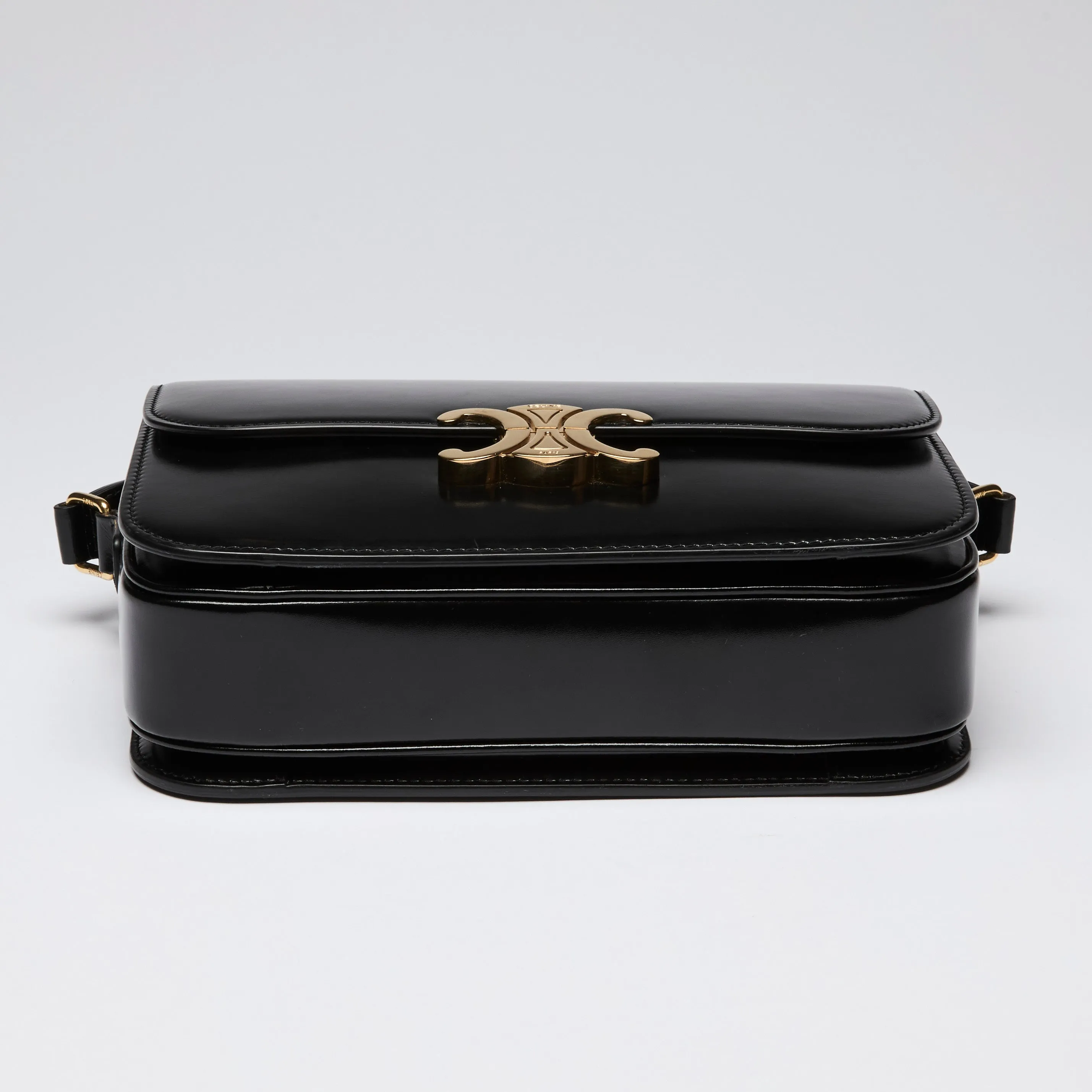 Celine Black Leather Classique Triomphe Bag
