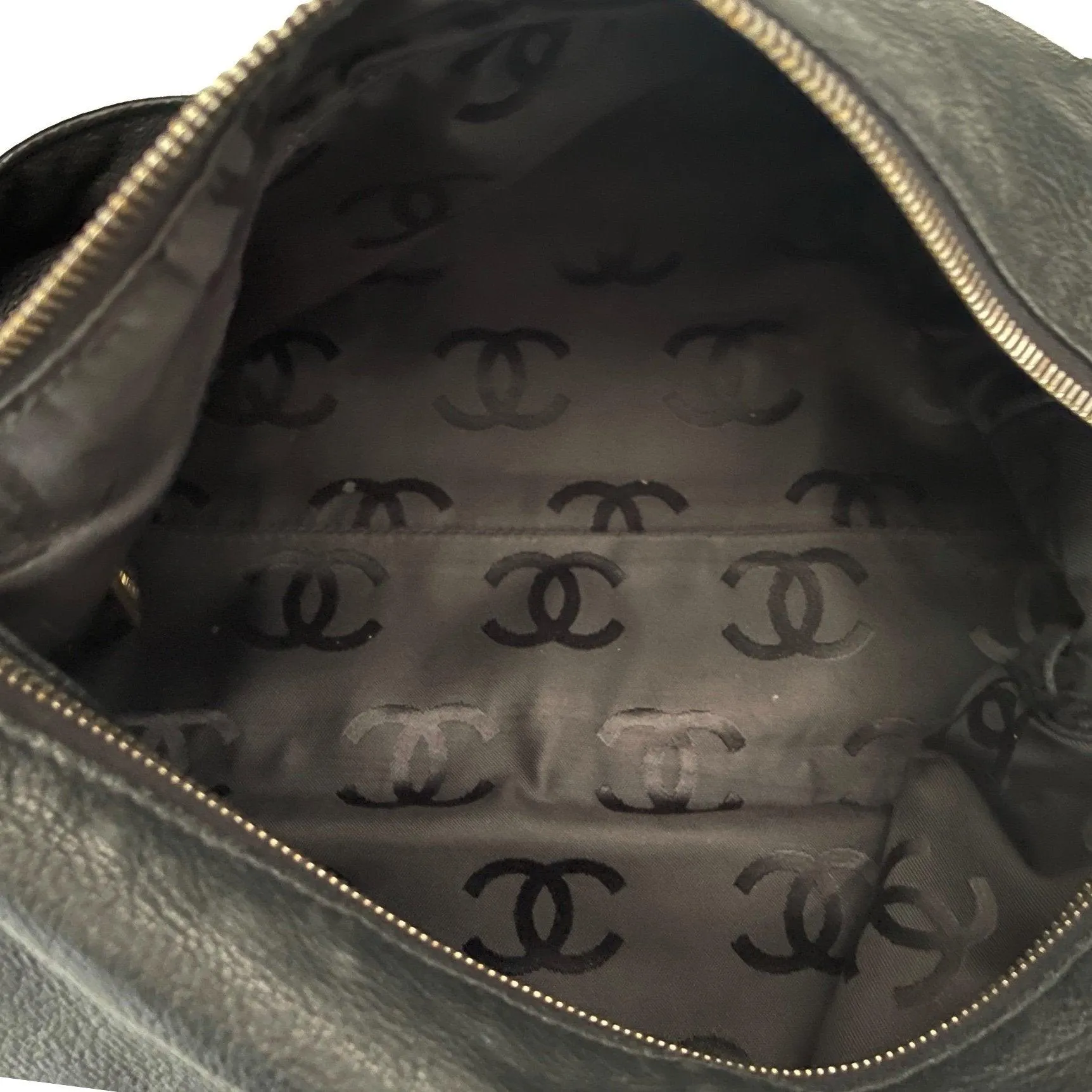 Chanel Black Caviar Logo Shoulder Bag
