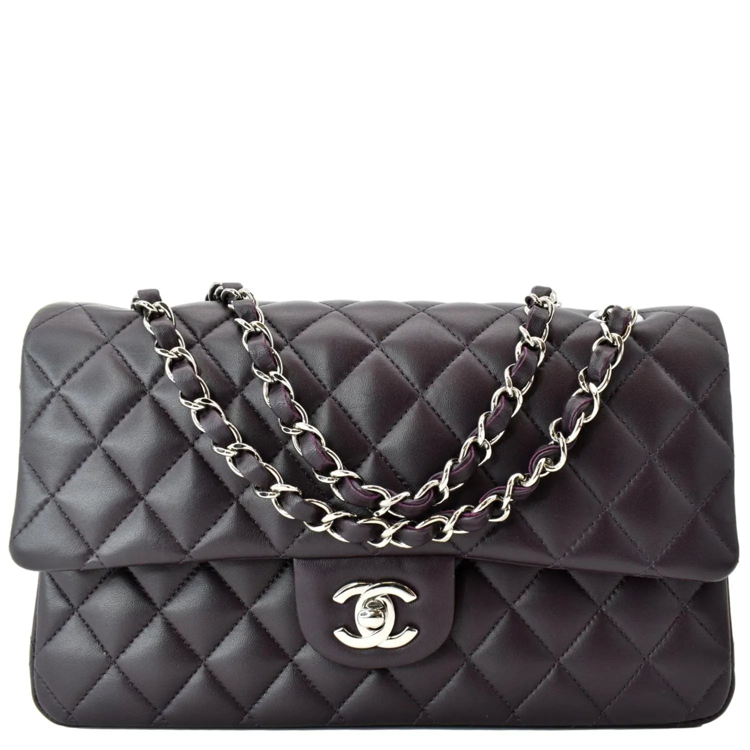 CHANEL Classic Flap Small Calfskin Leather Shoulder Bag Maroon