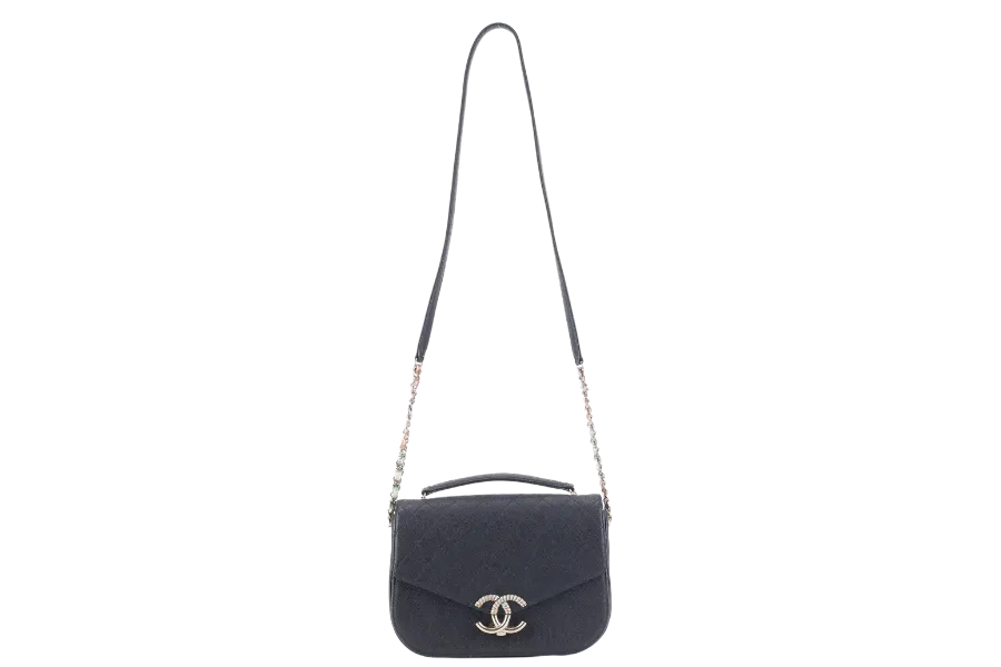CHANEL PARIS-CUBA THREAD AROUND FLAP BAG (2359xxxx) BLACK CAVIAR LEATHER GOLD HARDWARE WITH CARD