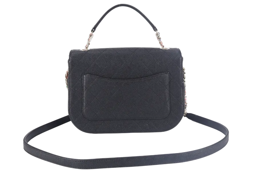 CHANEL PARIS-CUBA THREAD AROUND FLAP BAG (2359xxxx) BLACK CAVIAR LEATHER GOLD HARDWARE WITH CARD