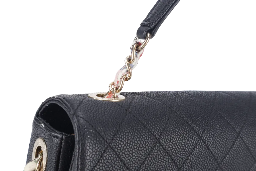 CHANEL PARIS-CUBA THREAD AROUND FLAP BAG (2359xxxx) BLACK CAVIAR LEATHER GOLD HARDWARE WITH CARD