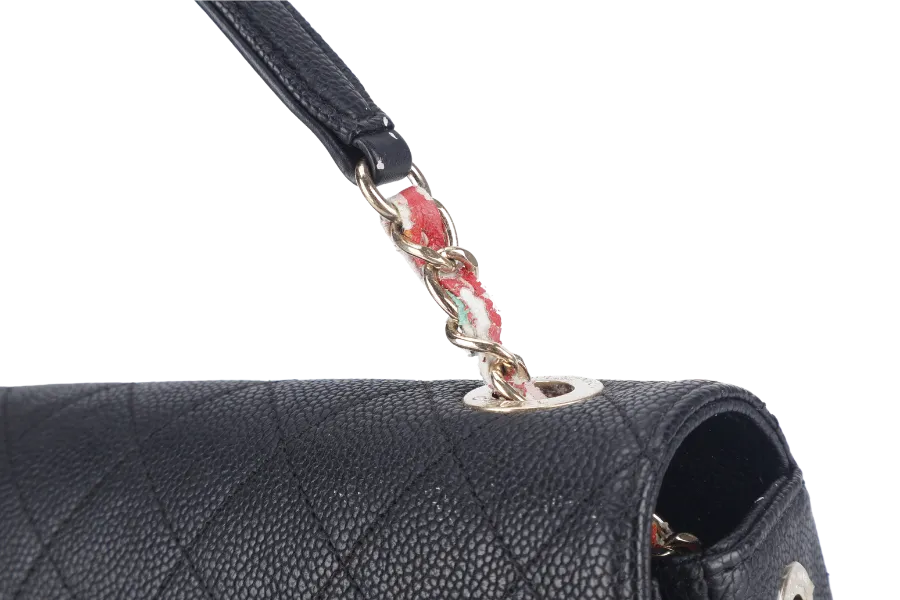 CHANEL PARIS-CUBA THREAD AROUND FLAP BAG (2359xxxx) BLACK CAVIAR LEATHER GOLD HARDWARE WITH CARD