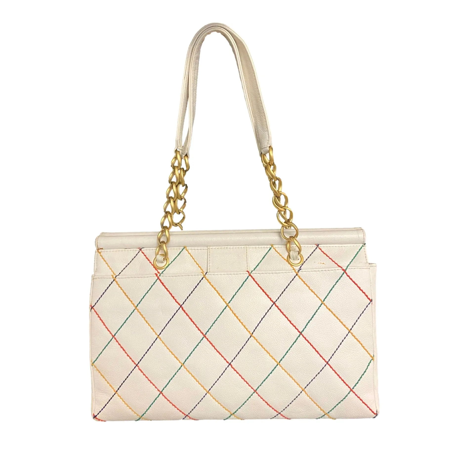 Chanel White Caviar Multi Stitch Shoulder Bag