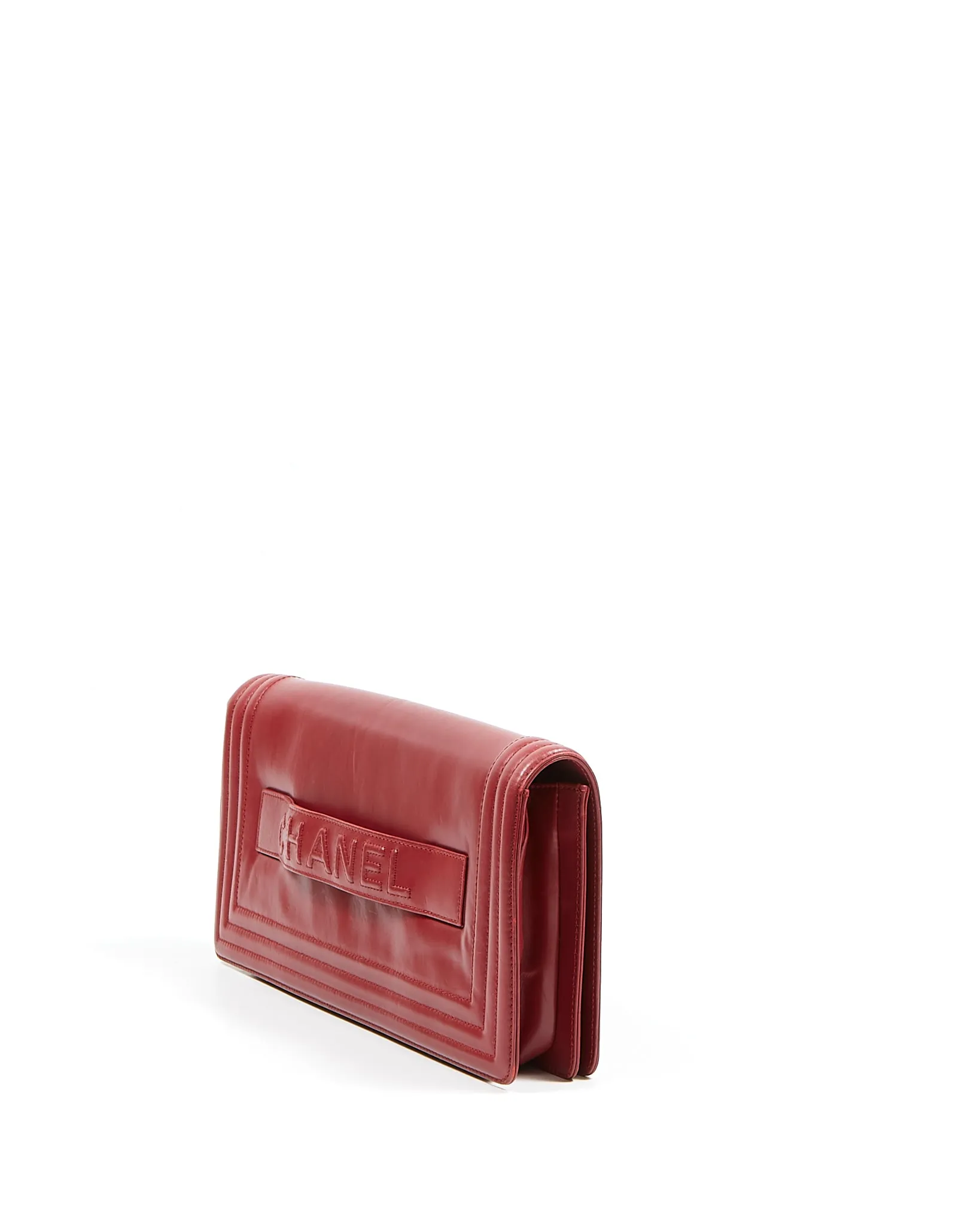 Chanel Wine Red Lambskin Boy Clutch