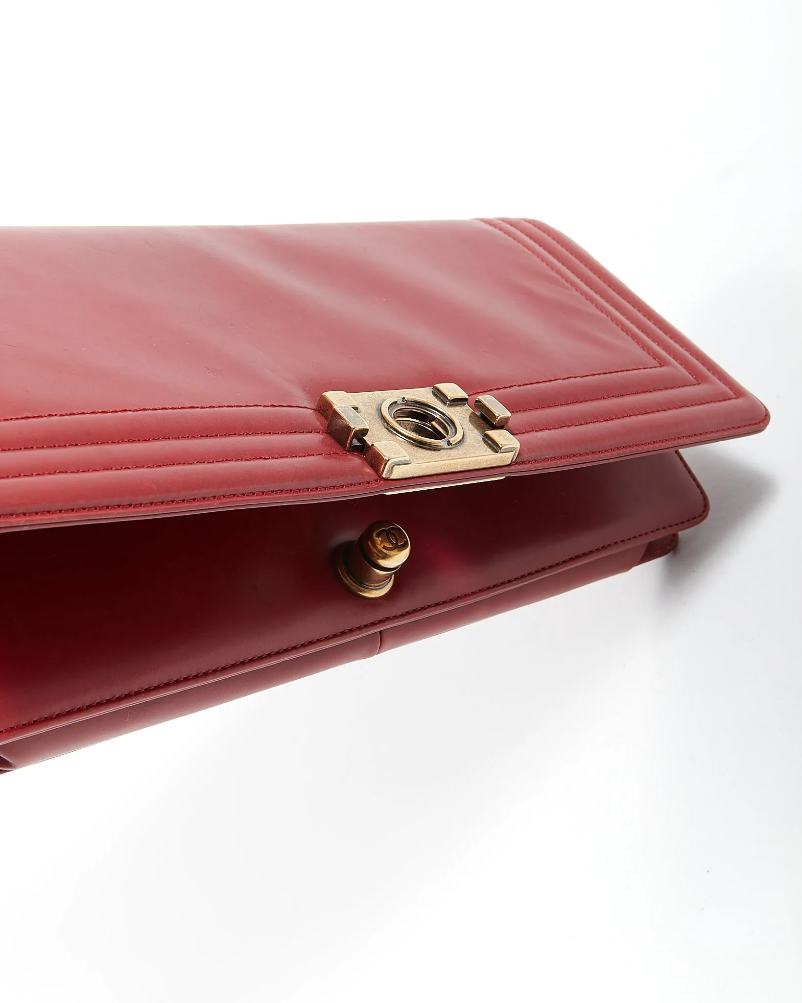 Chanel Wine Red Lambskin Boy Clutch