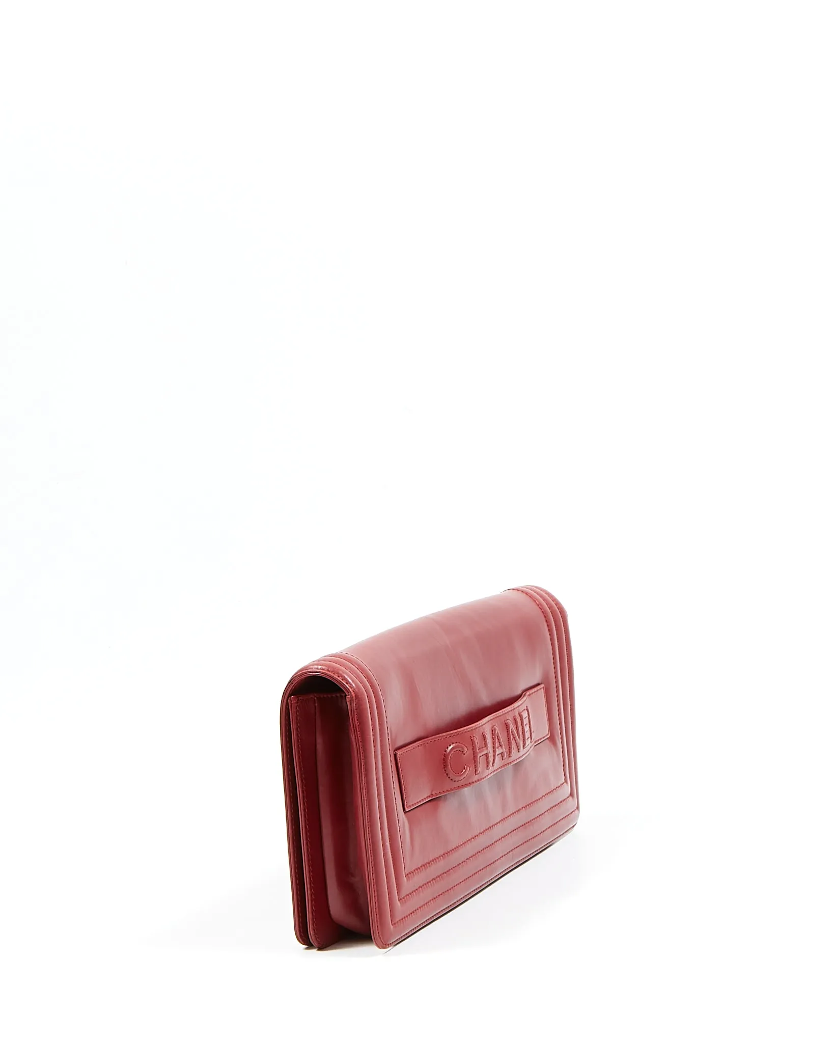 Chanel Wine Red Lambskin Boy Clutch