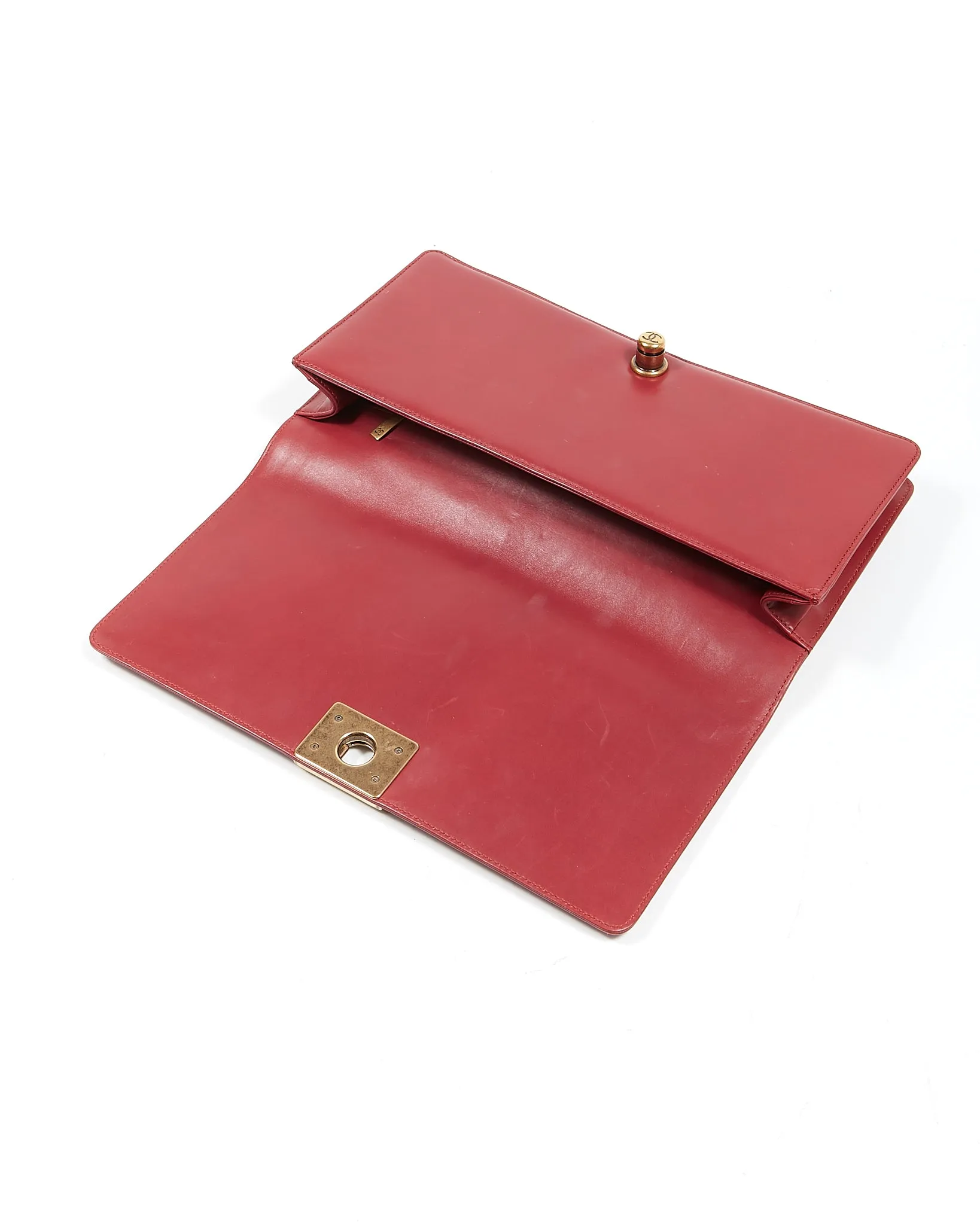 Chanel Wine Red Lambskin Boy Clutch