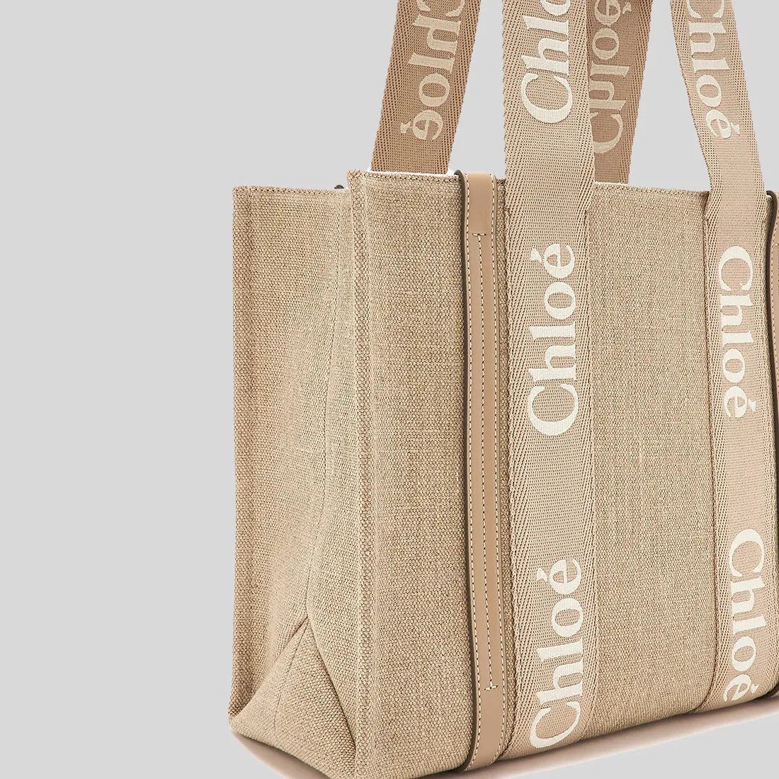 CHLOE Woody Medium Tote Bag Boyish Brown RB-CHC23AS383L1720E