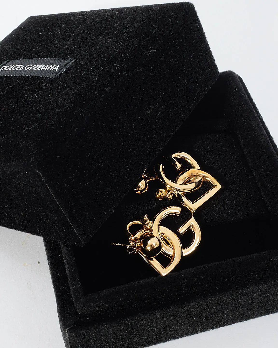 Dolce & Gabbana Gold Metal DG Logo Drop Earrings