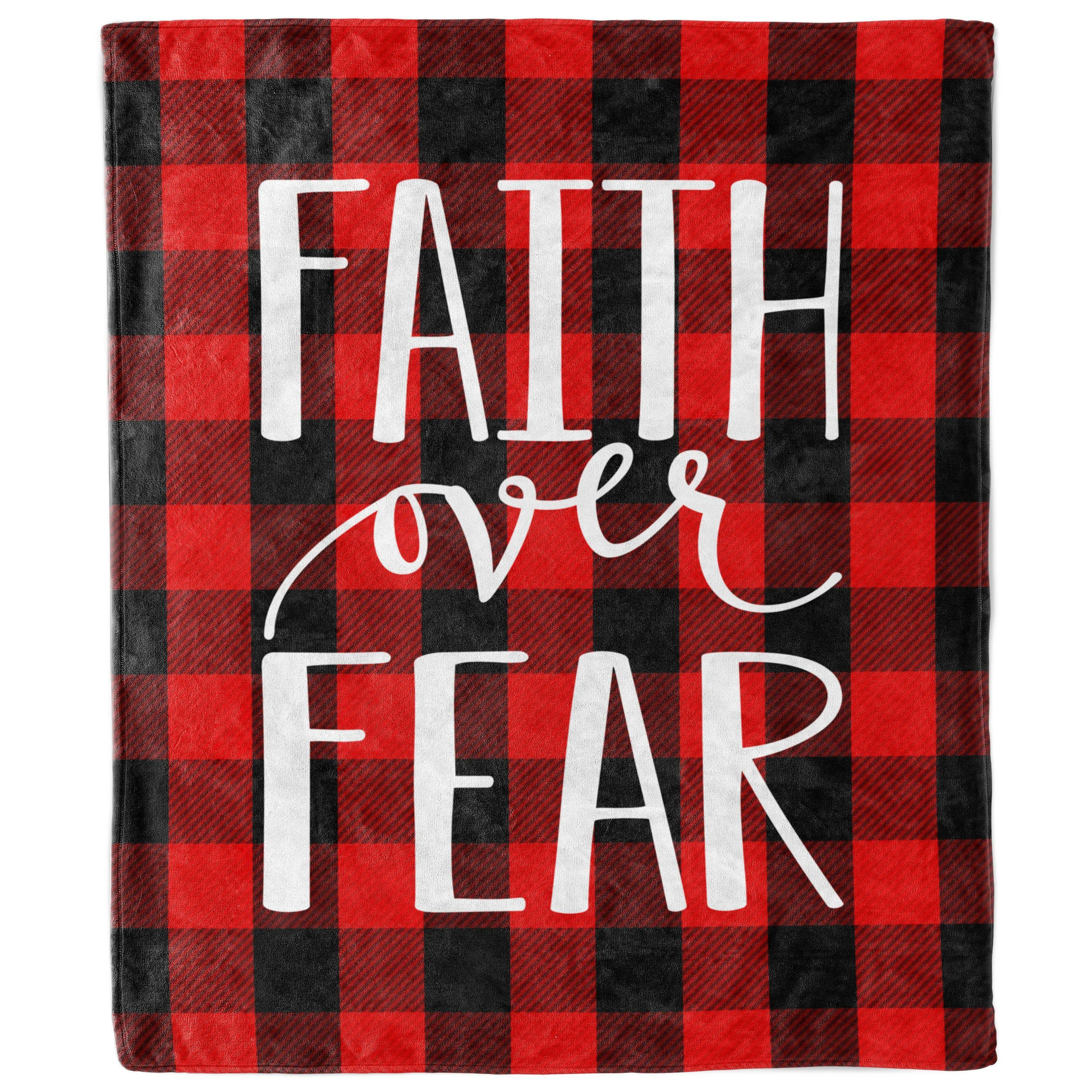 Faith Over Fear Buffalo Plaid Blanket
