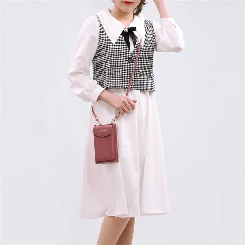 Female Letter Printed Smartphone Pochette Crossbody Bags