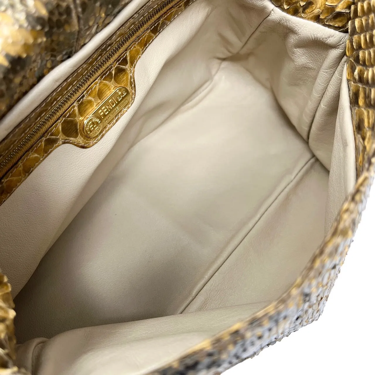 Fendi Gold Snakeskin Shoulder Bag