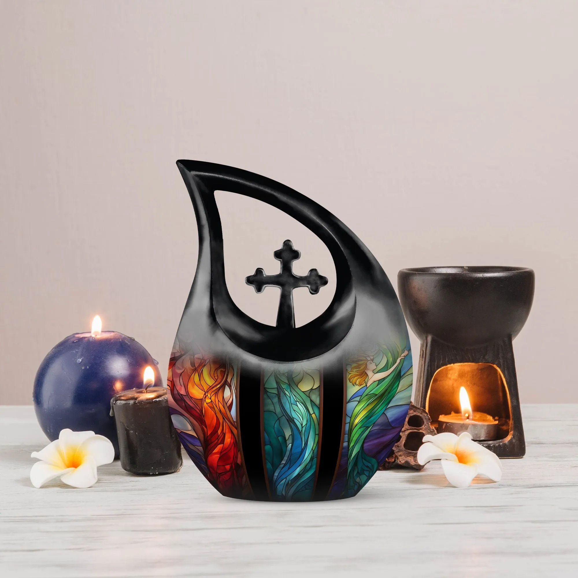 Glass Cross Drop Urn - A Cherished Memorial Keepsake Urn