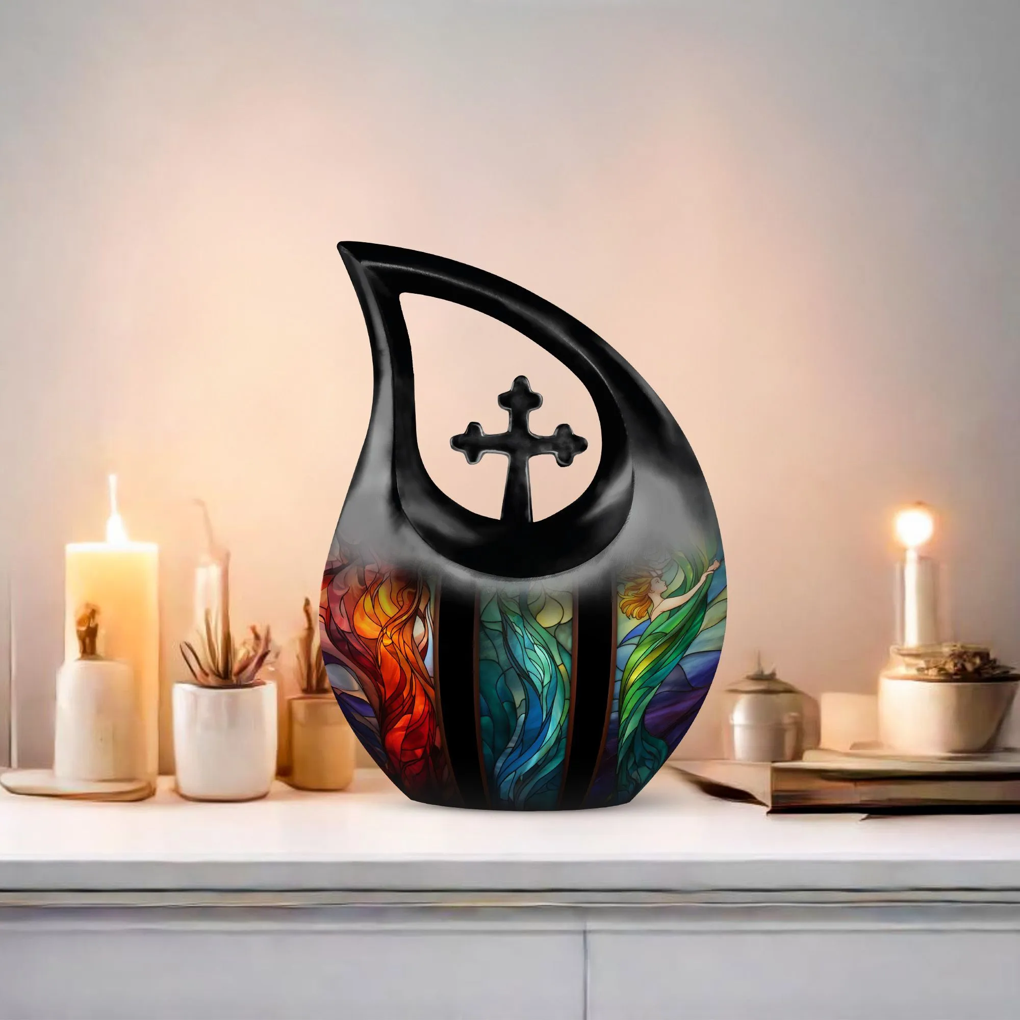 Glass Cross Drop Urn - A Cherished Memorial Keepsake Urn