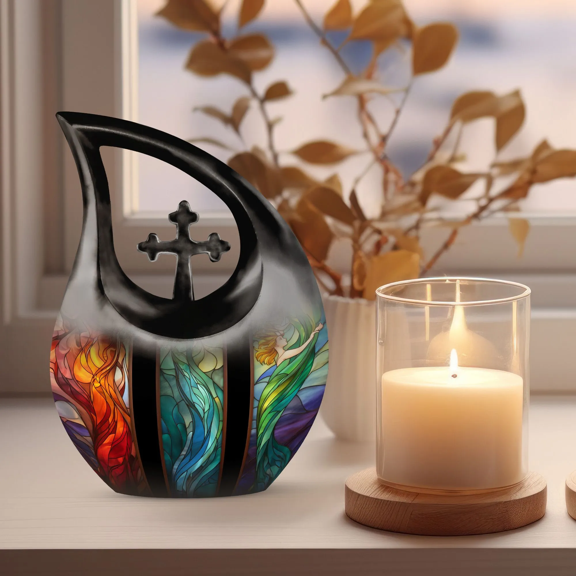 Glass Cross Drop Urn - A Cherished Memorial Keepsake Urn