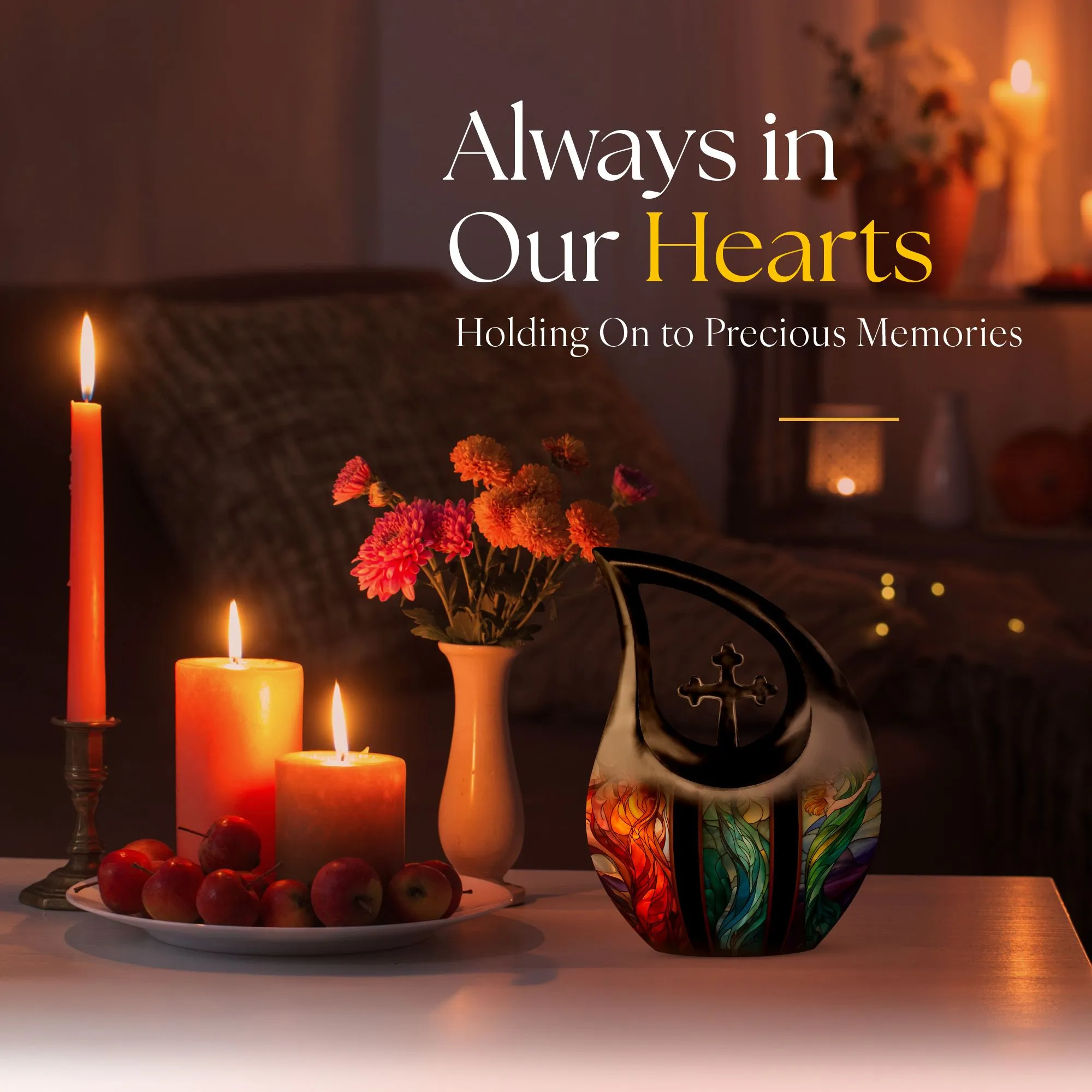 Glass Cross Drop Urn - A Cherished Memorial Keepsake Urn