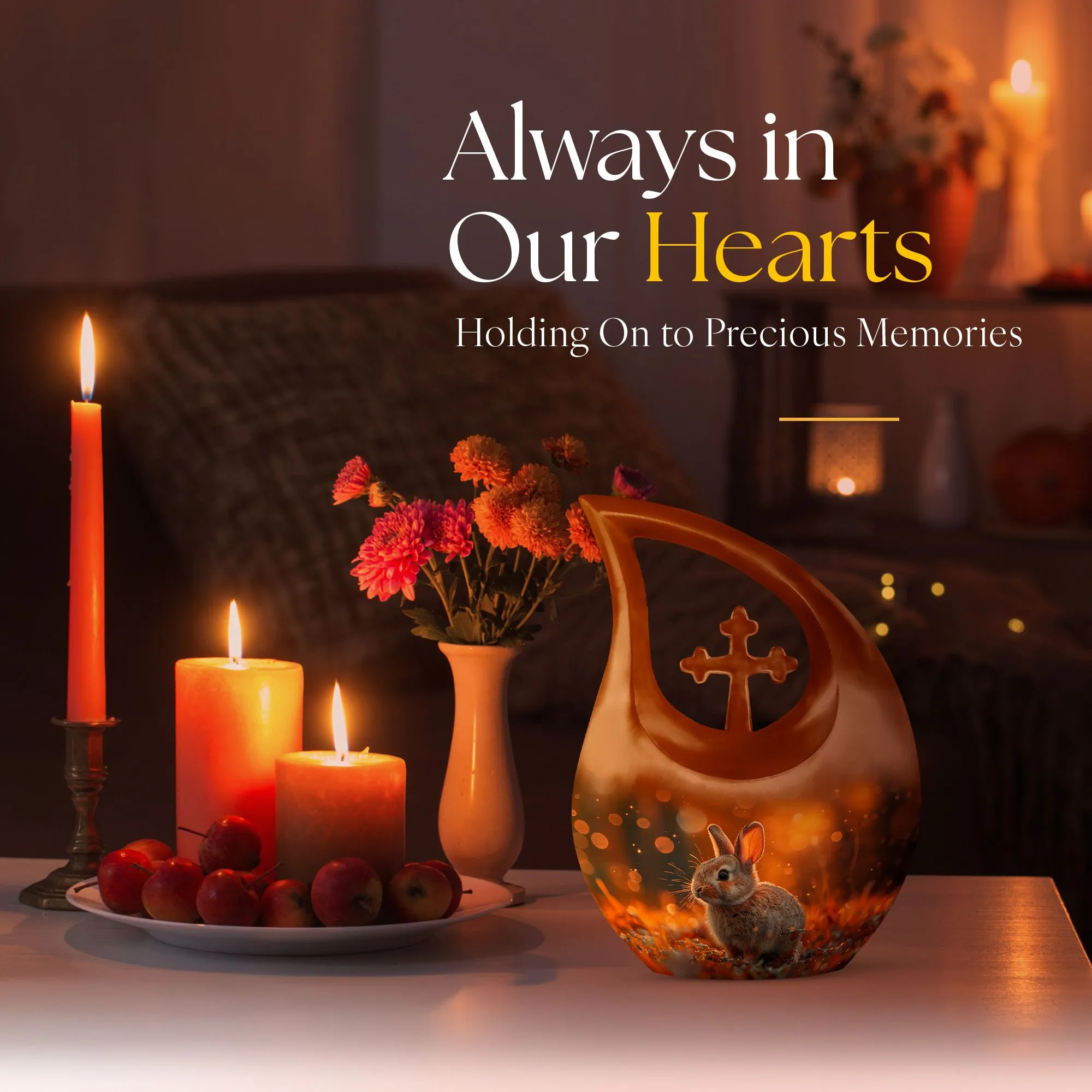 Golden Hour Bunny Memorial Cremation Urn For Ashes