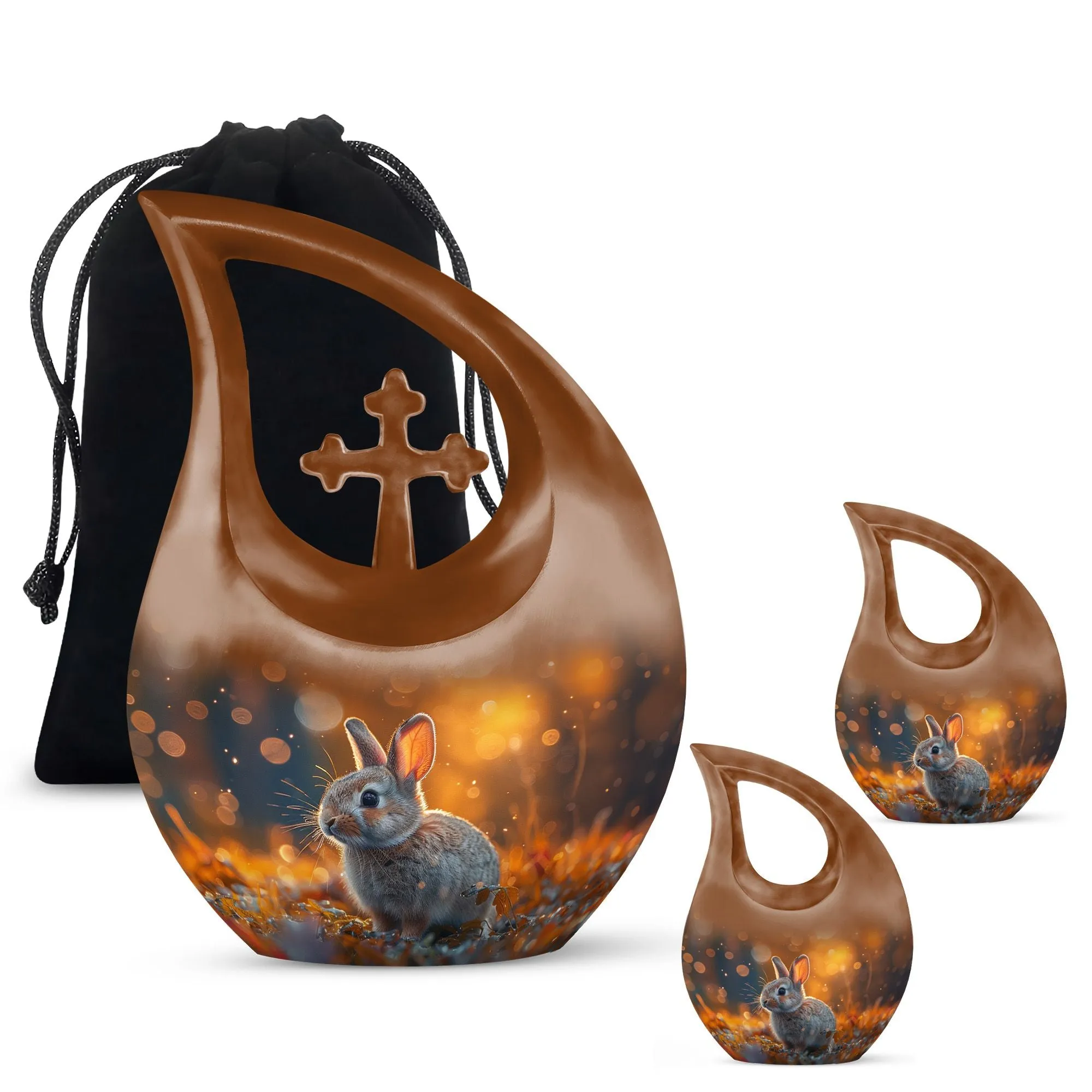 Golden Hour Bunny Memorial Cremation Urn For Ashes