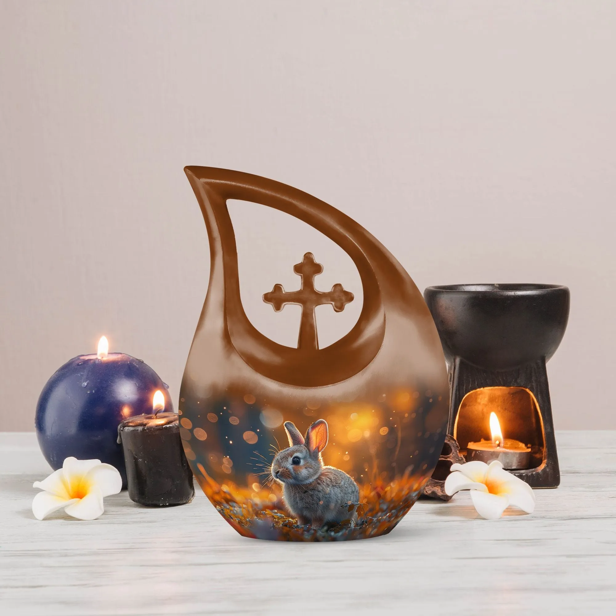 Golden Hour Bunny Memorial Cremation Urn For Ashes