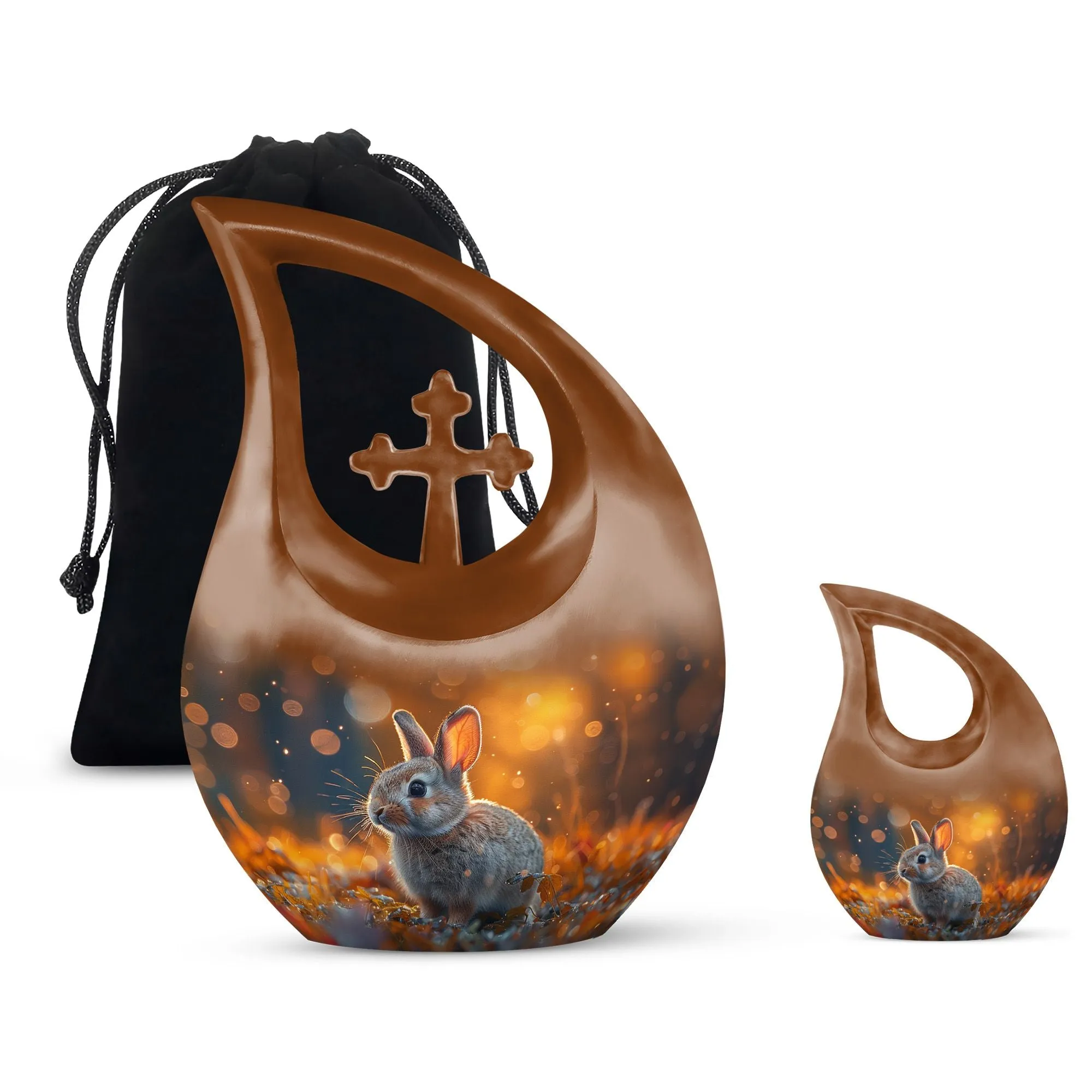 Golden Hour Bunny Memorial Cremation Urn For Ashes