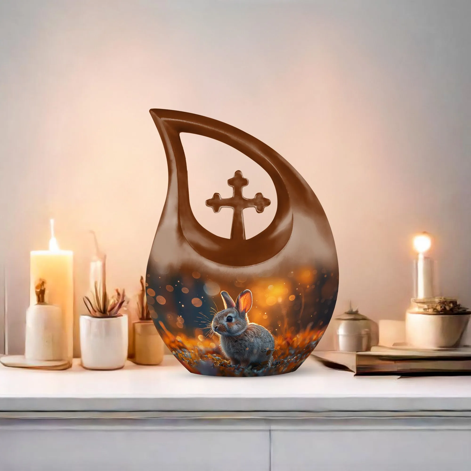 Golden Hour Bunny Memorial Cremation Urn For Ashes